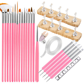 Kit nail art ESUOHYM avec pinceaux et supports en bois