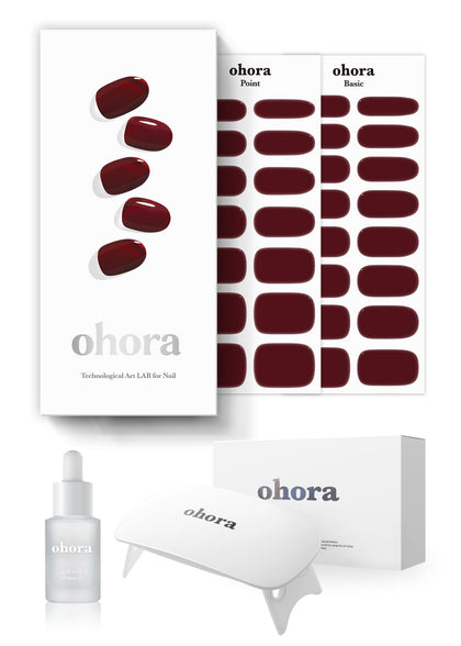 Kit ohora vernis à ongles semi-cuits Bordeaux avec lampe et accessoires