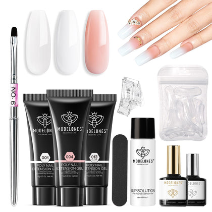 Kit poly gel modelones avec 3 tubes de gel et accessoires