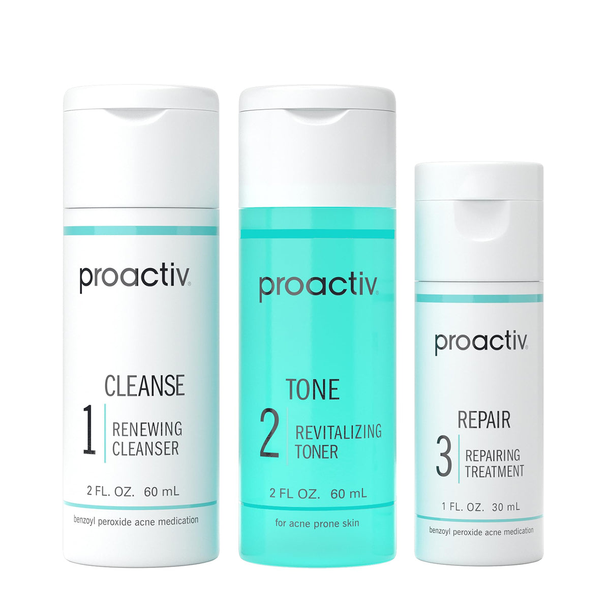 Kit Proactiv 3 étapes avec nettoyant, tonique et traitement réparateur