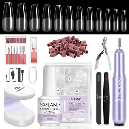 Kit SAVILAND avec 500 tips en gel coffin long et accessoires