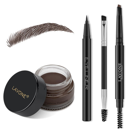 Kit sourcils LAVONE avec crayon et pommade - couleur café foncé