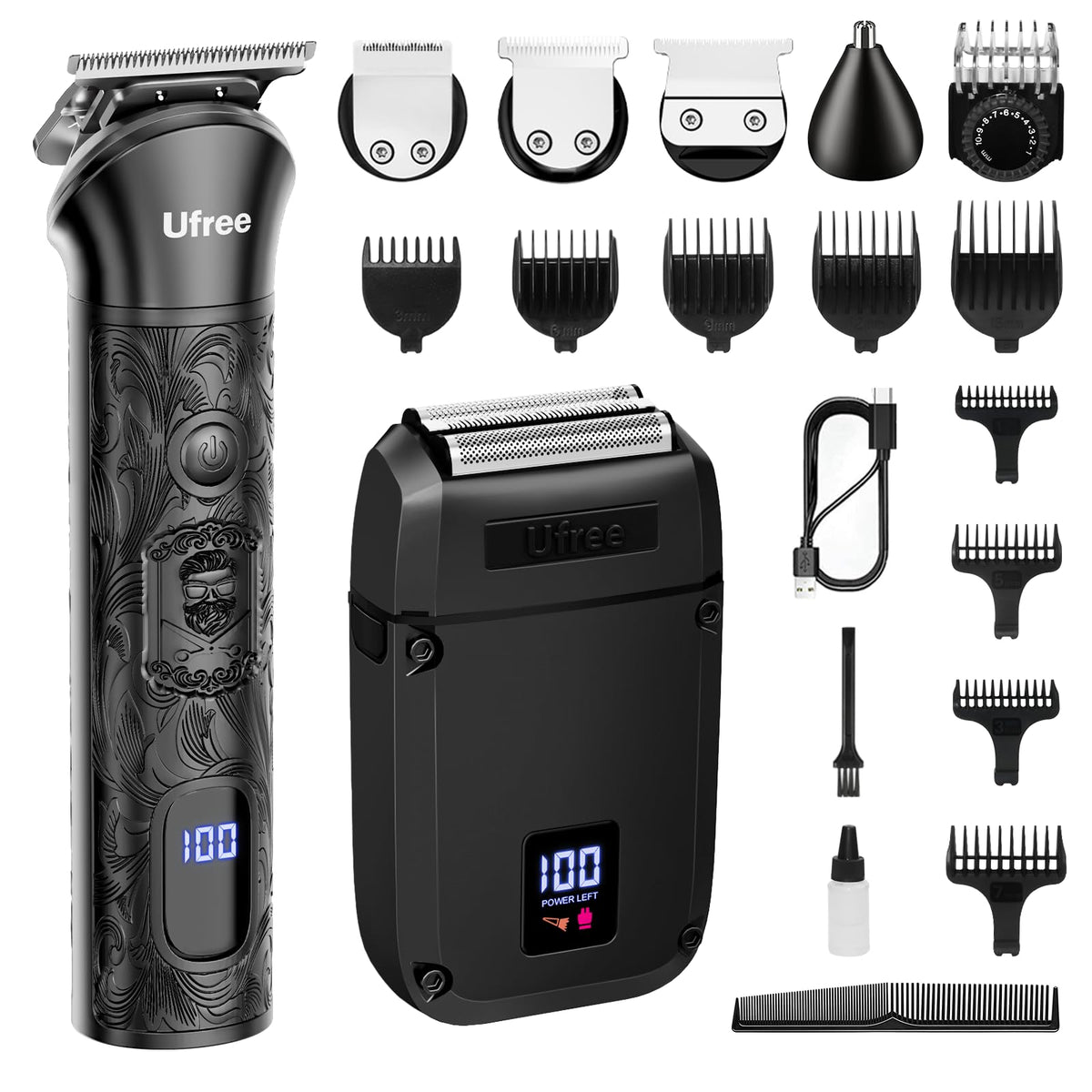 Kit Ufree tondeuse à barbe et rasoir électrique avec accessoires