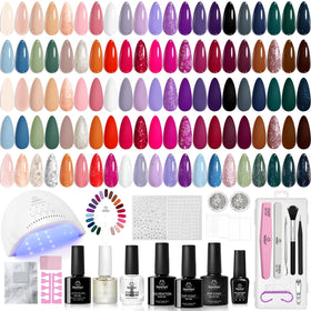 Kit vernis à ongles beetles 75PCS avec 45 couleurs et lampe UV