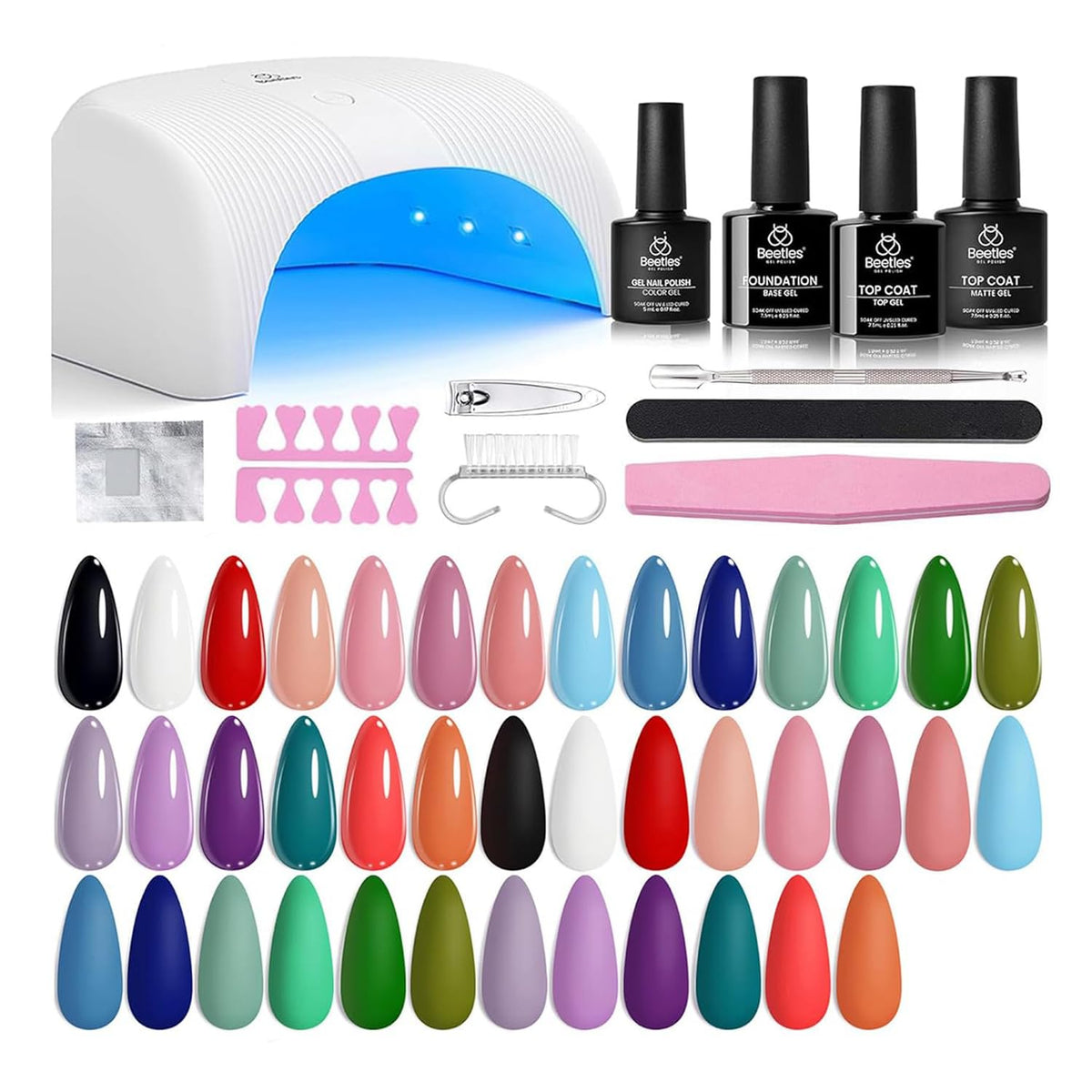 Kit vernis à ongles gel beetles 31 pièces avec lampe UV
