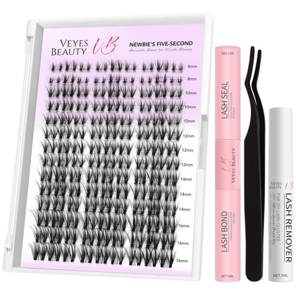 Kit VEYESBEAUTY de cils en grappes vue de face avec emballage