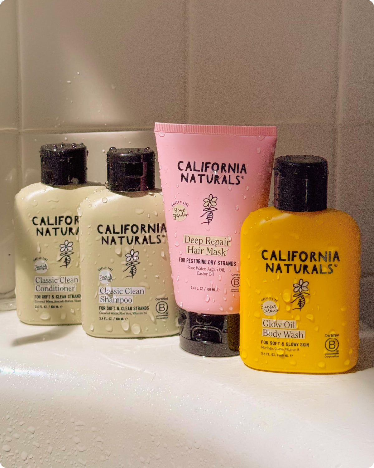 Kit voyage California Naturals avec tous les produits en usage