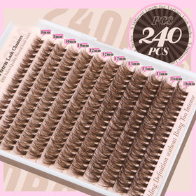 Kit Yawamica pour cils bruns présenté sur un fond esthétique