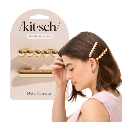 Kitsch barrettes en or design nuage et bulles, vue de face