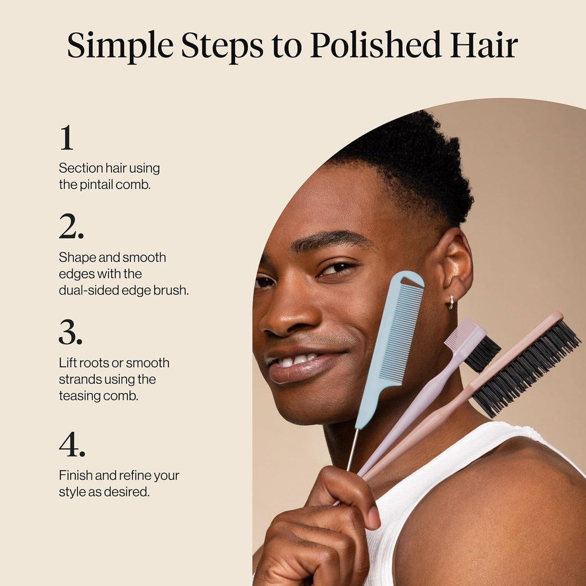 Kitsch Brosse à Cheveux Slick Back outils de coiffage en action sur cheveux