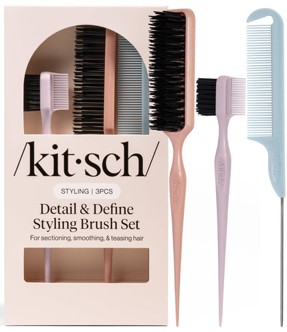 Kitsch Brosse à Cheveux Slick Back vue de face avec trois outils de coiffage