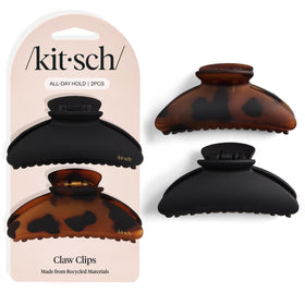 Kitsch clips à cheveux moyennes noir et tort, vue de face
