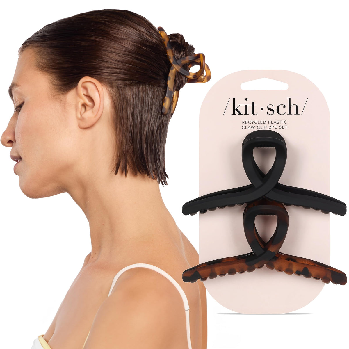 Kitsch Clips à Cheveux Tortoise et Noir, vue avant