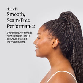 Kitsch élastiques à cheveux noirs sur fond blanc