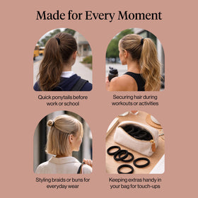 Kitsch élastiques à cheveux noirs, utilisés pour une queue de cheval
