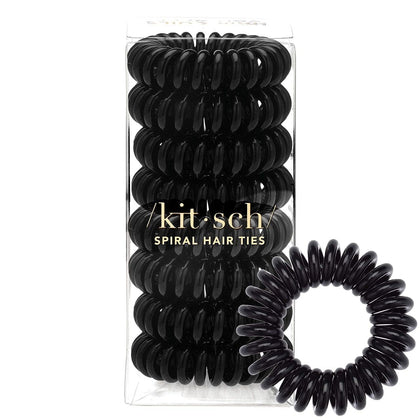 Kitsch élastiques à cheveux spirales noires, 8 pièces dans un emballage