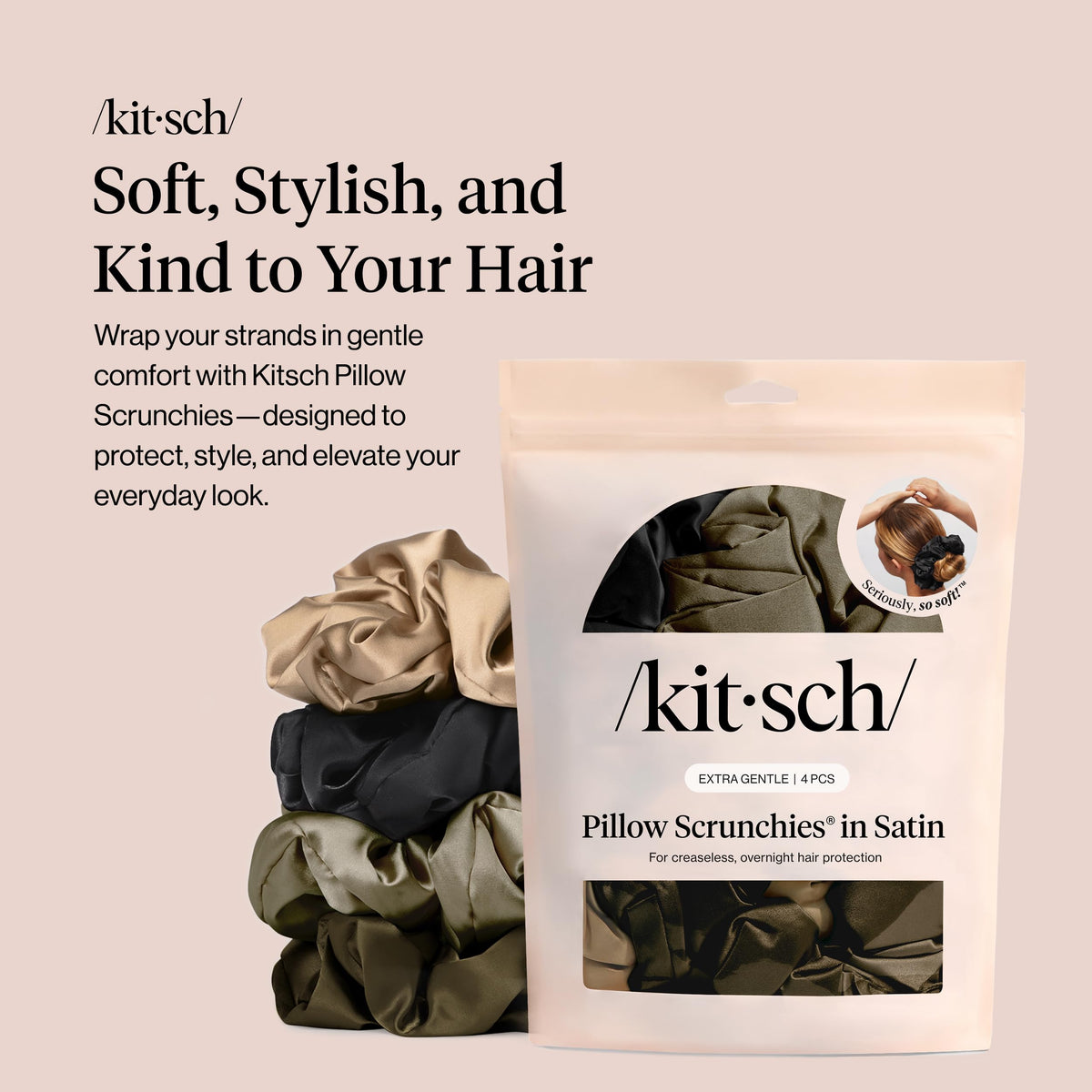 Kitsch élastiques en satin noirs, vue arrière