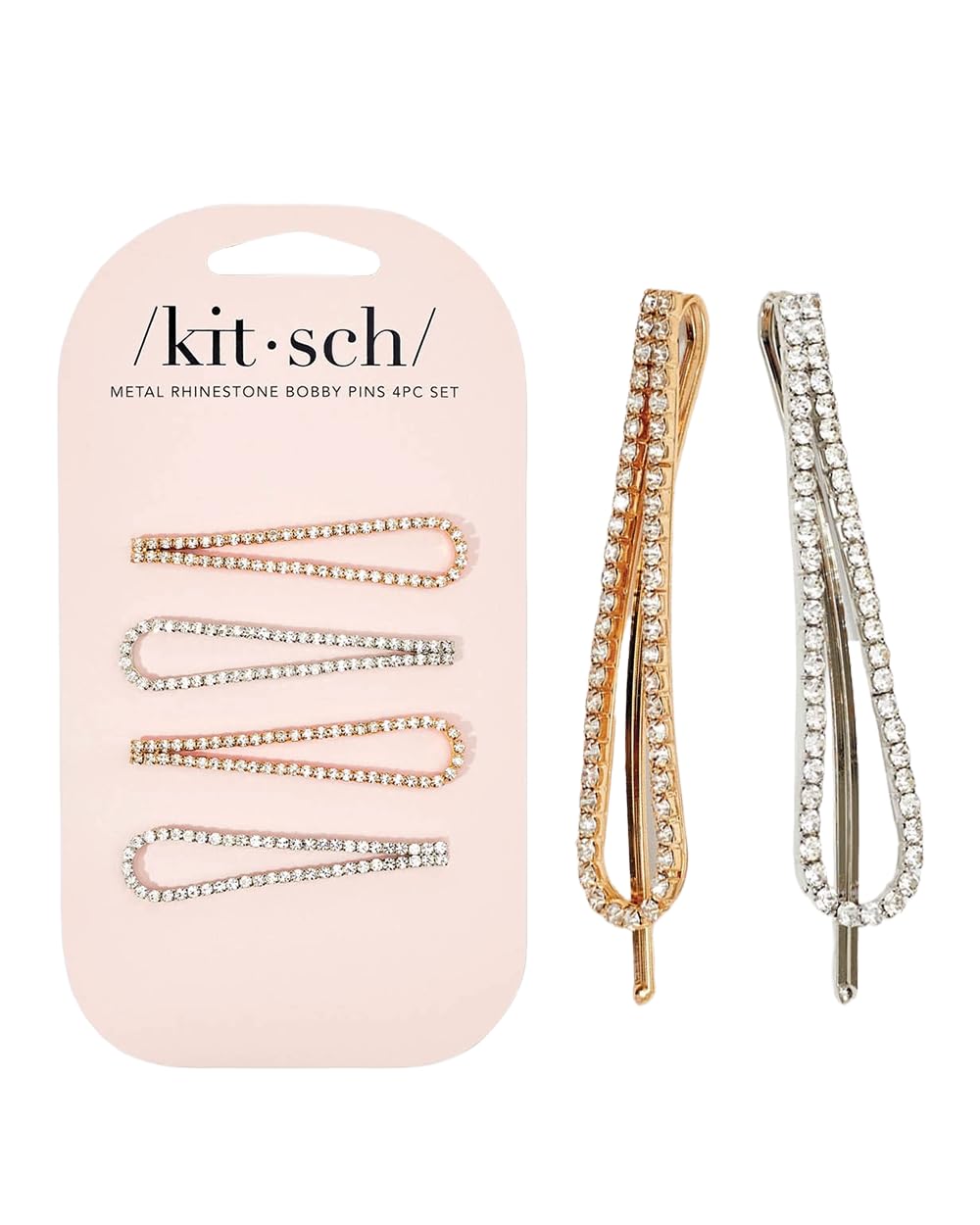 Kitsch épingles à cheveux argent et or en présentation