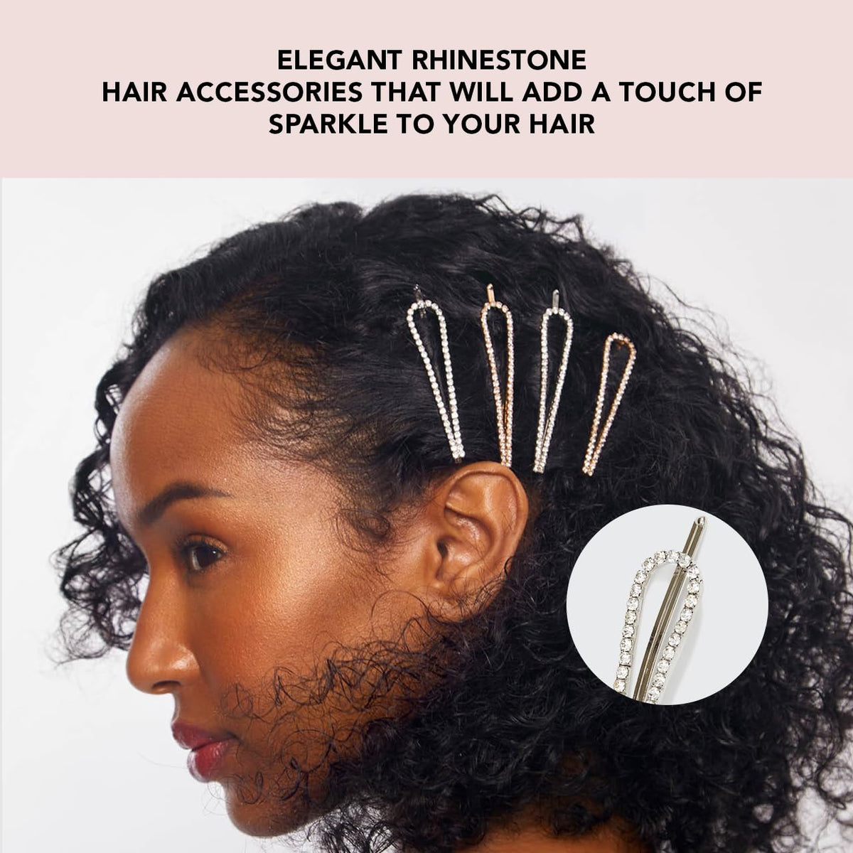 Kitsch épingles à cheveux décoratives avec strass en gros plan