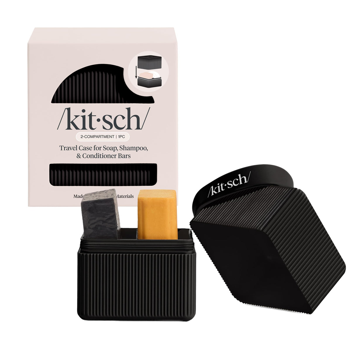 Kitsch étui de voyage à savon ouvert avec barres de savon
