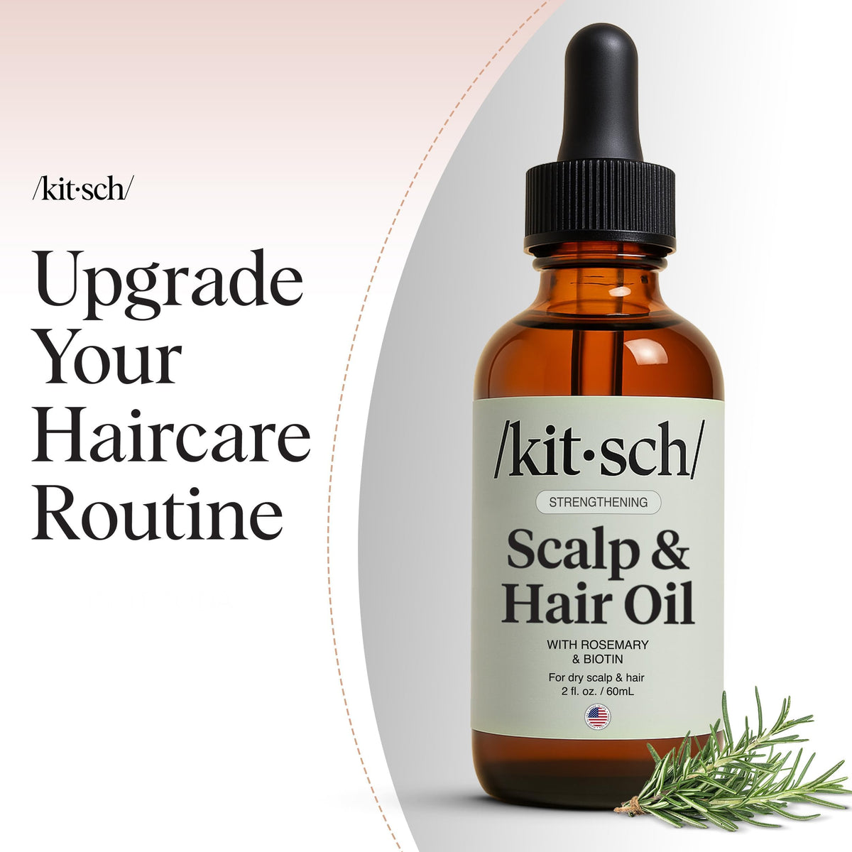 Kitsch huile de romarin 60mL en gros plan sur le flacon