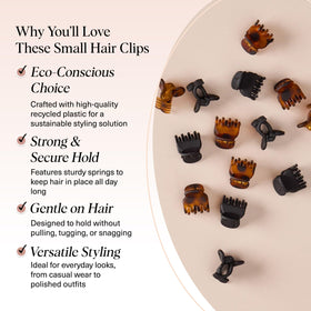 Kitsch Mini Clips à Cheveux Écaille et Noir en utilisation sur cheveux