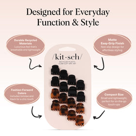 Kitsch Mini Clips à Cheveux Écaille et Noir vue de dos