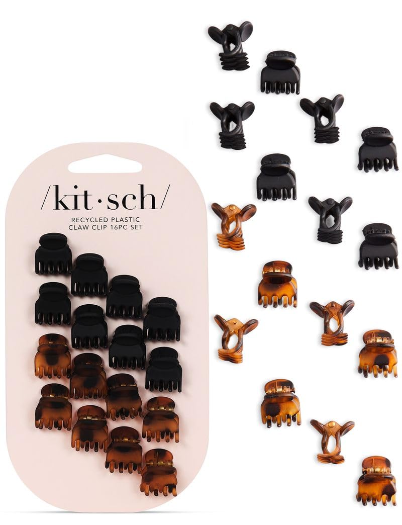 Kitsch Mini Clips à Cheveux Écaille et Noir vue de face
