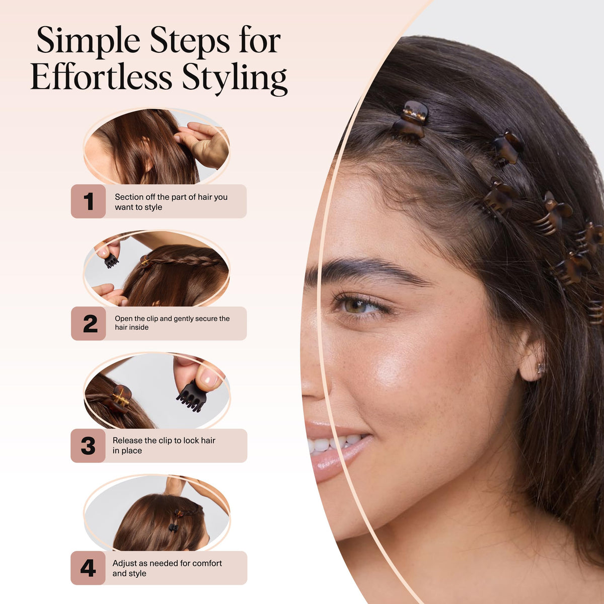 Kitsch Mini Clips à Cheveux Écaille présentation en groupe