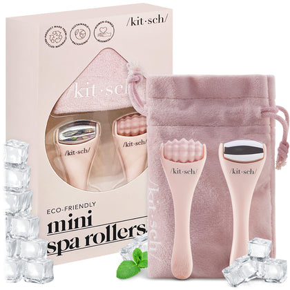 Kitsch Mini Ice Roller set avec rouleau en acier inoxydable et silicone