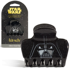 Kitsch pince à cheveux Darth Vader vue avant avec finition scintillante