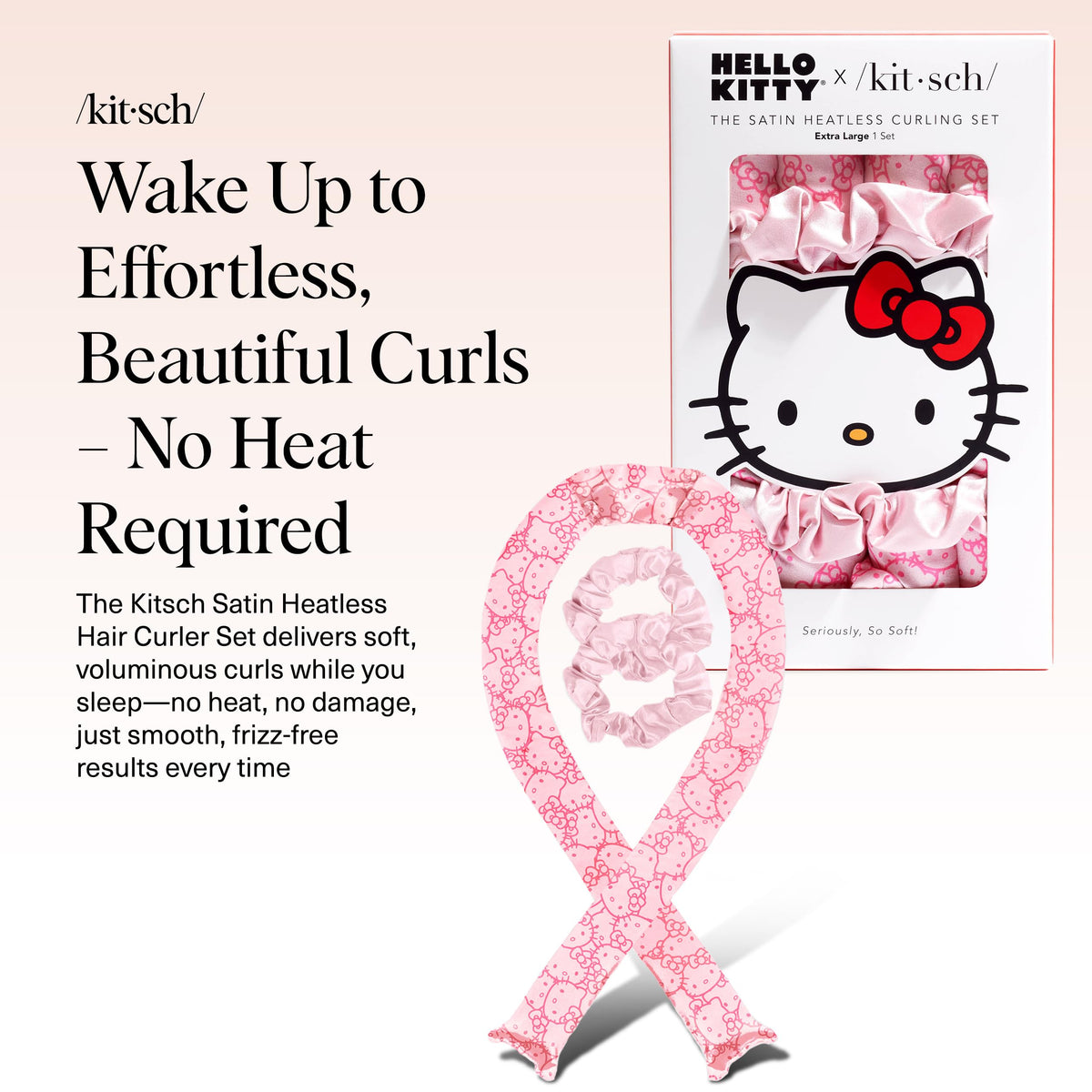Kitsch rouleaux de cheveux satinés avec chouchous en satin