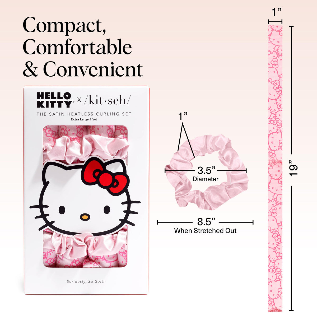 Kitsch rouleaux de cheveux satinés, dimensions et instructions