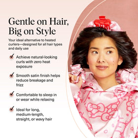Kitsch rouleaux de cheveux satinés en satin doux, détail
