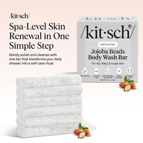 Kitsch Savon Exfoliant avec Beurre de Karité et Aloe, texture crémeuse