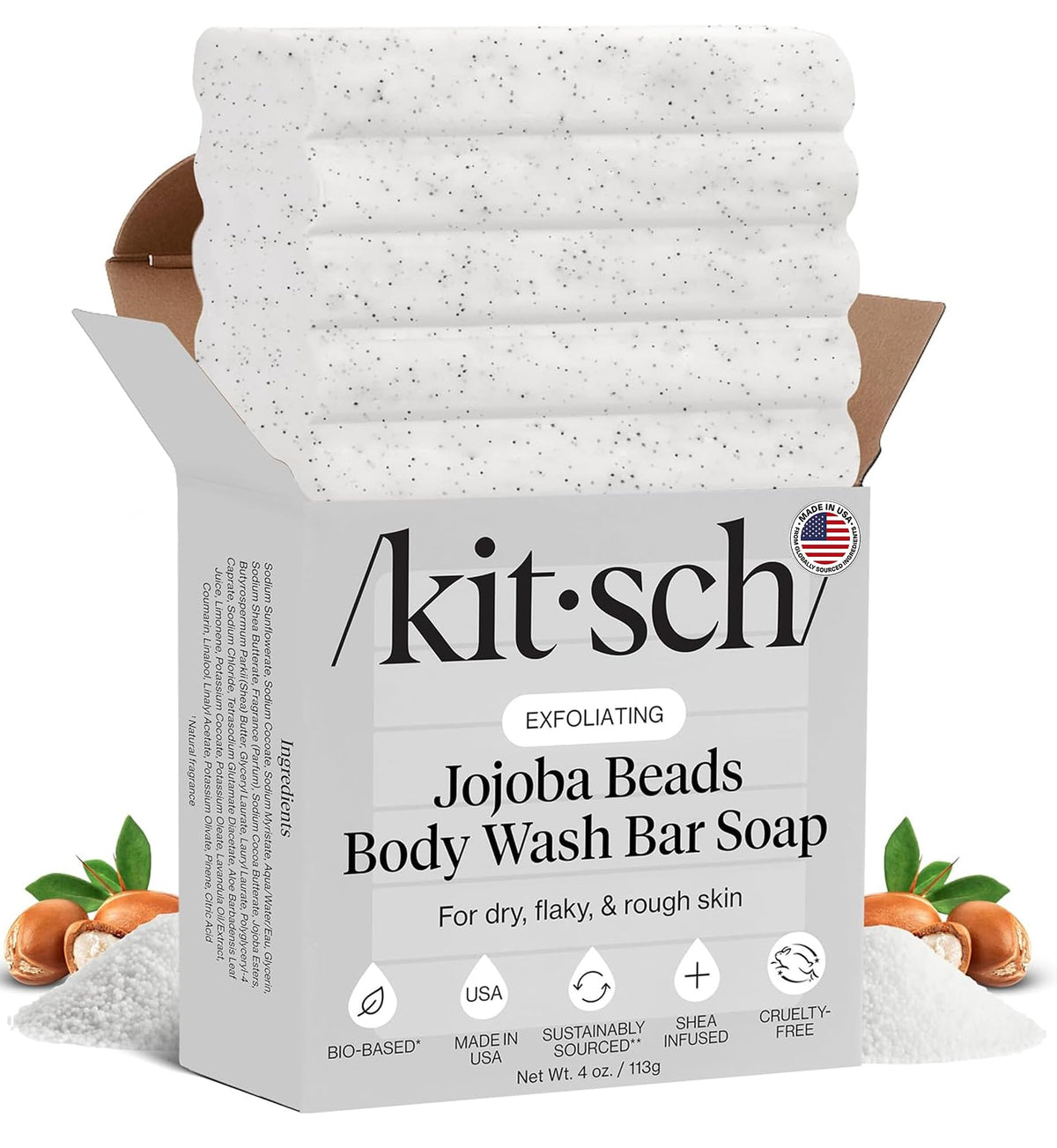 Kitsch Savon Exfoliant Corps Jojoba 120g vue de face