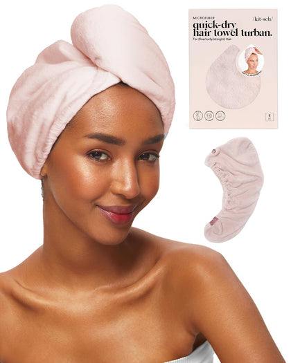 Kitsch serviette microfibre pour cheveux rose vue avant