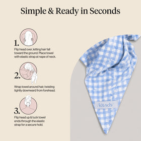 Kitsch Serviette Microfibre XL Gingham Bleu en voyage