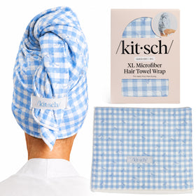 Kitsch Serviette Microfibre XL Gingham Bleu vue avant