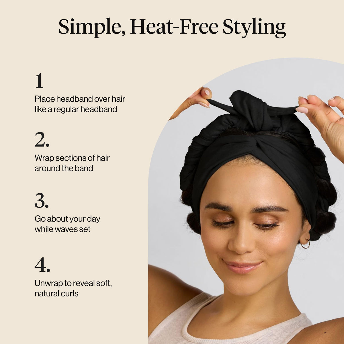 Kitsch Set & Flow headband curling noir avec détails de texture