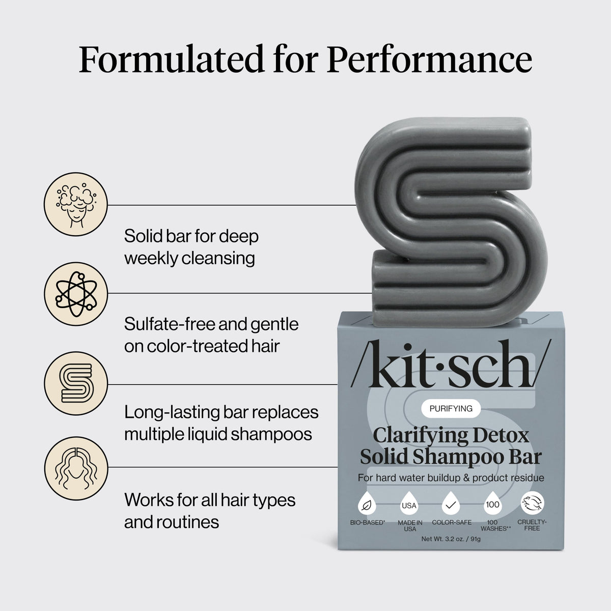 Kitsch Shampoo Bar Clarifiant 100g en gros plan sur le produit