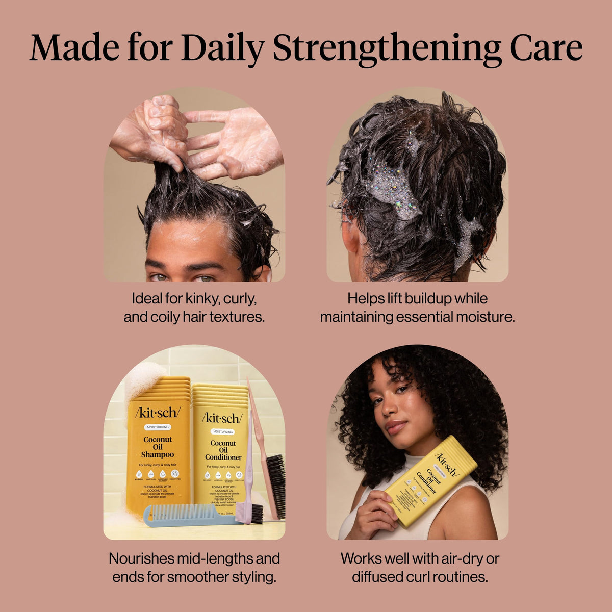 Kitsch Shampoo et Après-Shampooing à l'Huile de Coco, bouteille recyclable