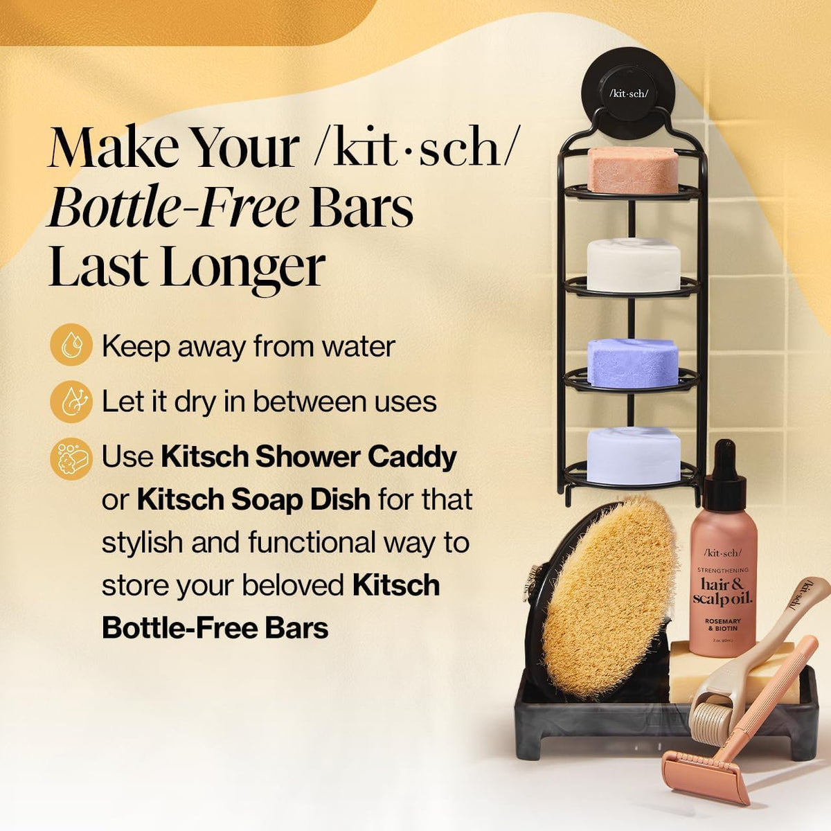 Kitsch Shampoo et Après-Shampooing à l'Huile de Coco en environnement naturel