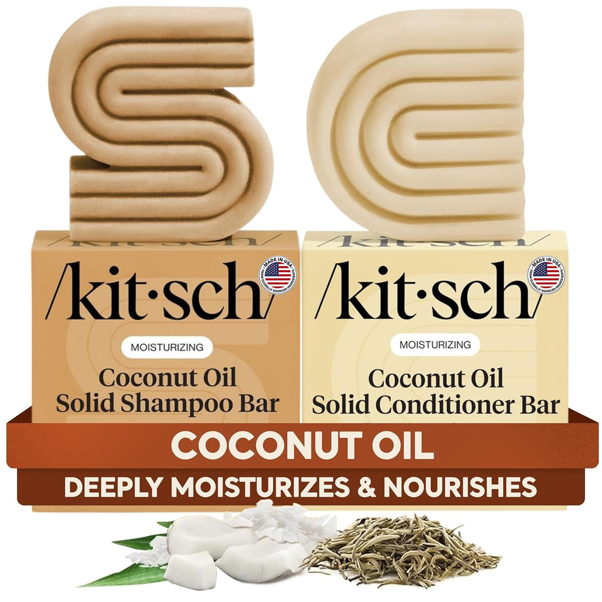 Kitsch Shampoo et Après-Shampooing à l'Huile de Coco, vue de face
