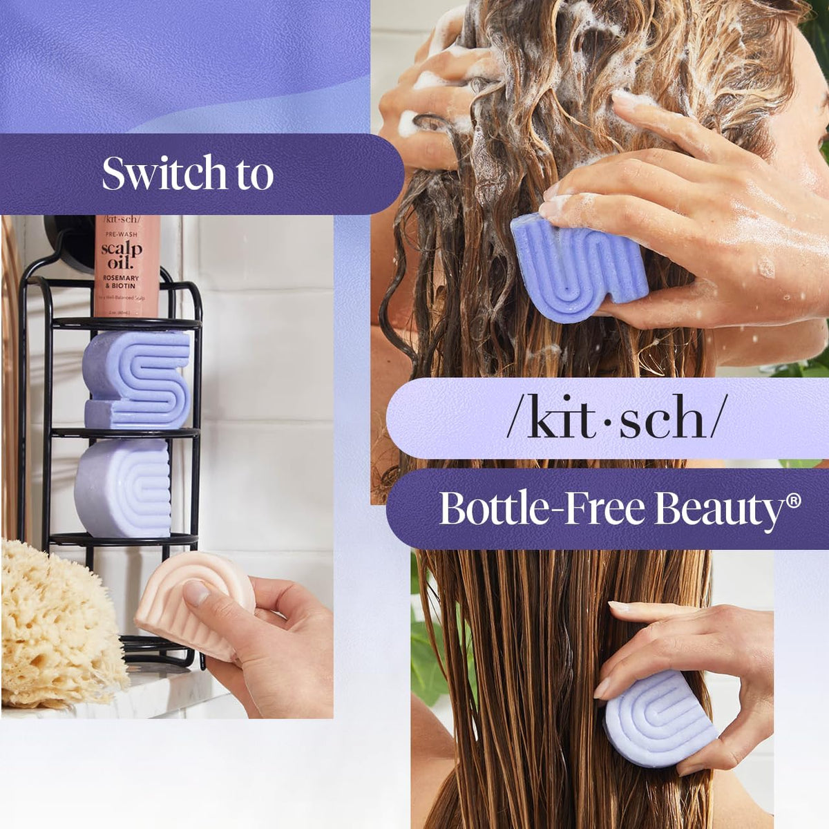 Kitsch Shampoo et Après-Shampooing dans une salle de bain