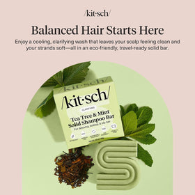 Kitsch Shampoo Solide Tea Tree et Menthe sur un comptoir