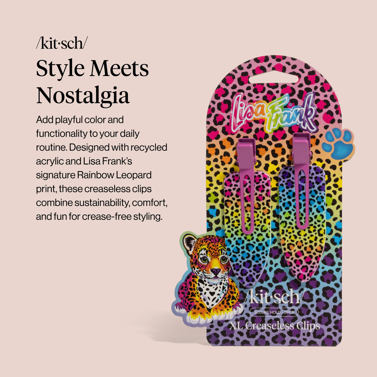 Kitsch XL Creaseless Hair Clips Lisa Frank côté
