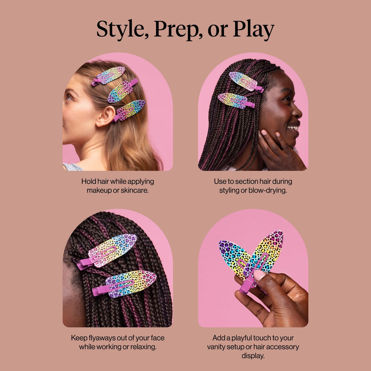 Kitsch XL Creaseless Hair Clips Lisa Frank design vibrant