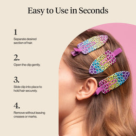 Kitsch XL Creaseless Hair Clips Lisa Frank sur une coiffeuse