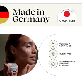Kiyomi Skin Crème de Jour 5-ALA et Acide Hyaluronique, pot en verre sur table